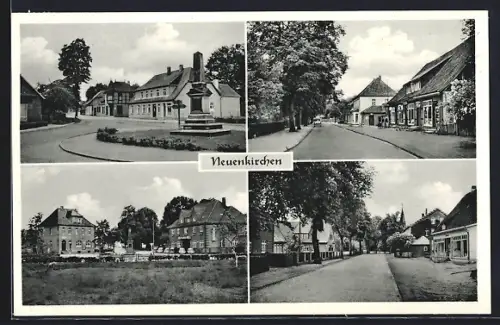 AK Neuenkirchen /Lüneburger Heide, Denkmal, Strassenpartie, Ortspartie