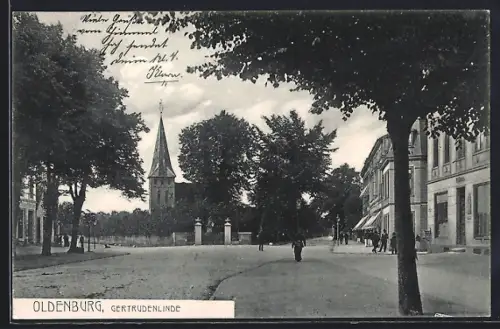 AK Oldenburg / O., Blick auf die Gertrudenlinde