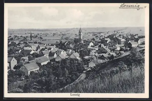 AK Lonnig, Teilansicht mit Kirche
