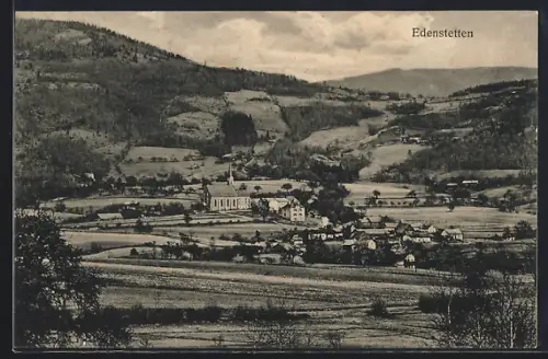 AK Edenstetten, Ortspartie mit Kirche