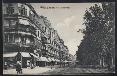 AK Wiesbaden, Blick in die Wilhelmstrasse