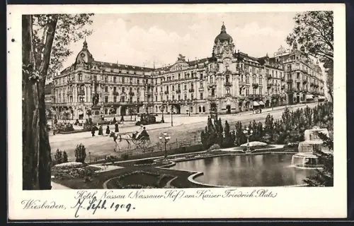 AK Wiesbaden, Hotel Nassau (Nassau Hof) am Kaiser Friedrich Platz