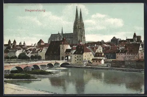 AK Regensburg, Blick zum Ort