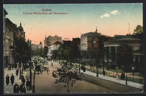 AK Aachen, Friedrich-Wilhelm-Platz mit Elisenbrunnen