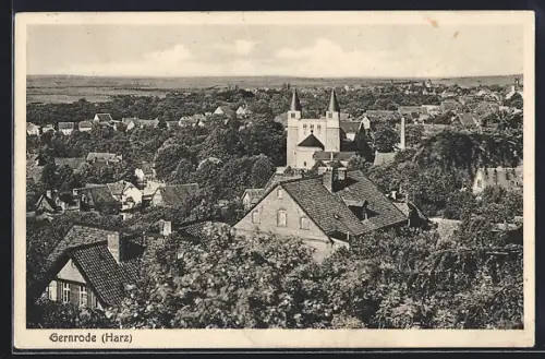 AK Gernrode /Harz, Totalansicht aus der Vogelschau