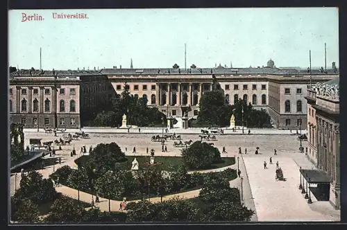 AK Berlin, Universität mit Anlage u. Strasse aus der Vogelschau