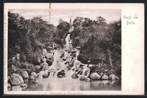 AK Berlin-Kreuzberg, Wasserfall im Victoria-Park