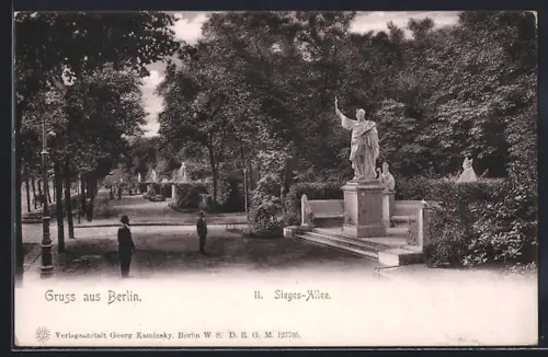 AK Berlin-Tiergarten, Sieges-Allee mit Statuen