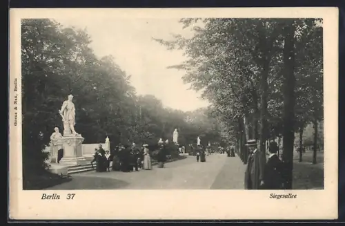 AK Berlin-Tiergarten, Siegesallee (Westseite)