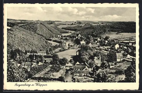 AK Beyenburg a. Wupper, Totalansicht mit Hotel Porta Westfalica E. Püls aus der Vogelschau
