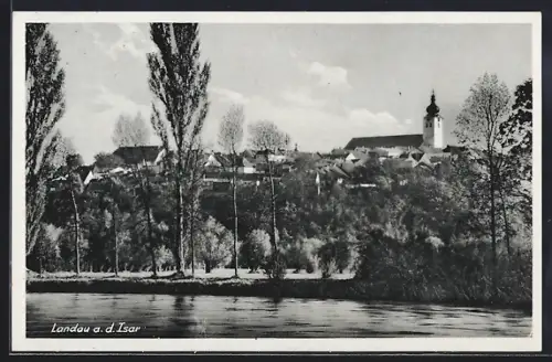AK Landau /Isar, Ortsanorama vom Wasser aus