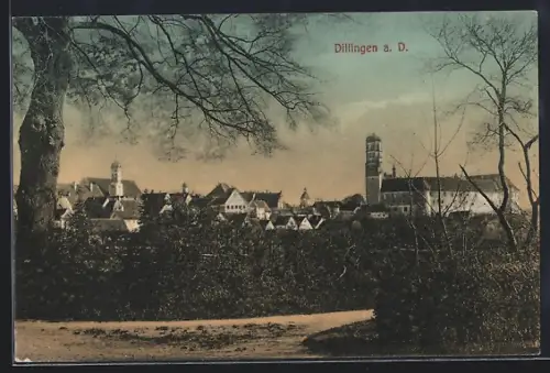AK Dillingen a. D., Ortsansicht mit Kirche