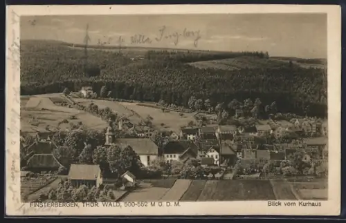 AK Finsterbergen / Thür. Wald, Blick vom Kurhaus auf den Ort