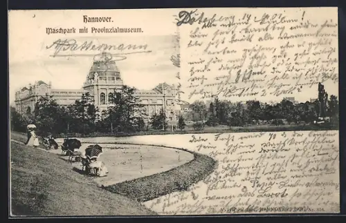 AK Hannover, Maschpark mit dem Provinzialmuseum