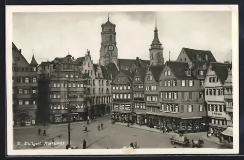 AK Stuttgart, Geschäfte am Marktplatz