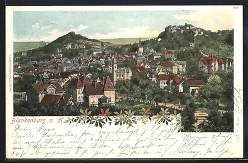 Künstler-AK Blankenburg a. H., Teilansicht mit Schloss