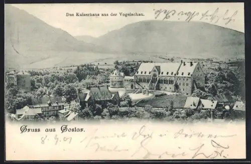 AK Goslar, Kaiserhaus aus der Vogelschau