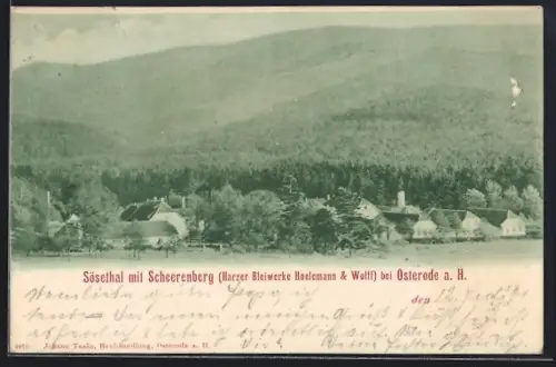 AK Osterode a. H., Harzer Bleiwerke Hoelemann & Wolff, Sösethal mit Scheerenberg