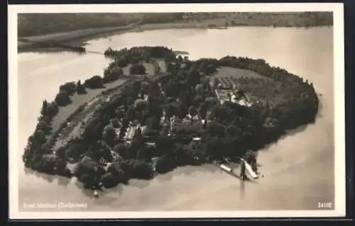 AK Insel Mainau /Bodensee, Luftbild der Insel, Schloss, Parkanlagen