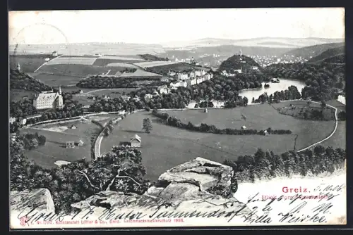AK Greiz, Totalansicht vom Hirschstein gesehen