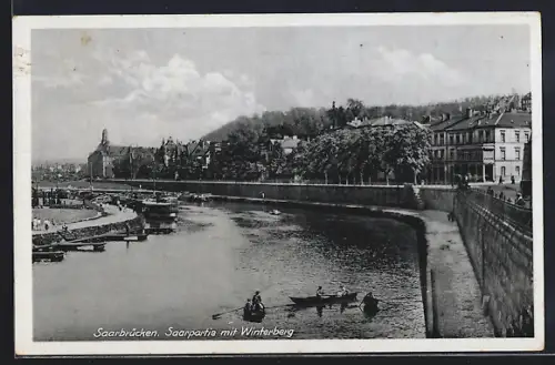 AK Saarbrücken, Saarpartie mit Winterberg