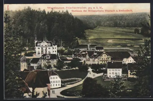 AK Friedenweiler, Ortspartie, Bahnhöfe der Höllentalbahn Neustadt und Röthenbach