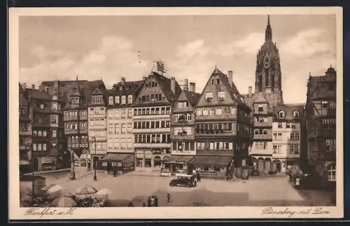 AK Alt-Frankfurt, Römerberg mit Gasthaus und Dom