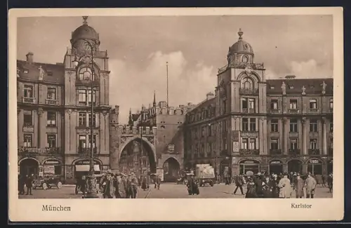 AK München, Karlstor mit Geschäften