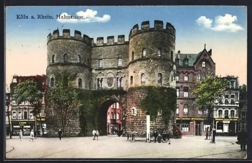 AK Köln a. Rhein, Hahnentor mit Geschäften