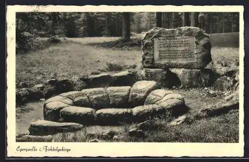 AK Weissenstadt, Egerquelle mit Steintafel