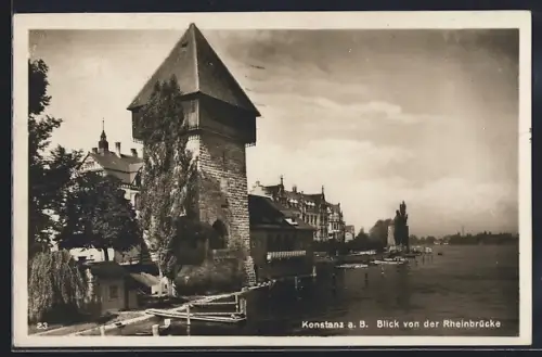 AK Konstanz a. B., Blick von der Rheinbrücke