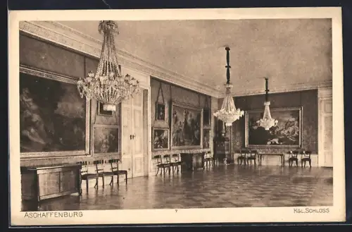 AK Aschaffenburg, Königliches Schloss, Kleiner Speisesaal, Innenansicht