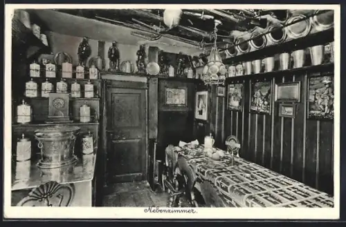 AK Nürnberg, Gasthaus Bratwurstglöcklein, Nebenzimmer, Innenansicht