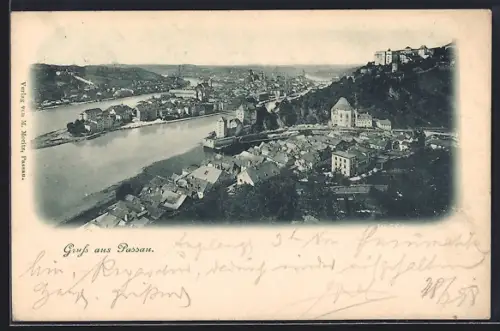 AK Passau, Teilansicht mit Schloss