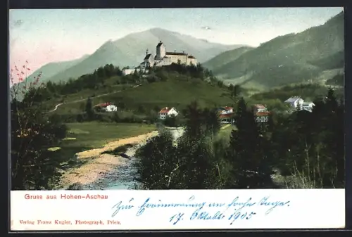AK Hohen-Aschau, Totalansicht mit Schloss