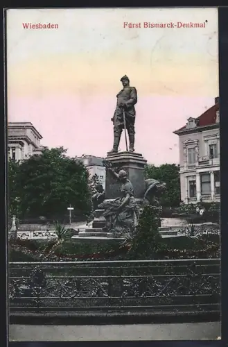 AK Wiesbaden, Fürst Bismarck-Denkmal