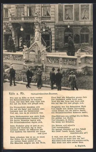 AK Köln a. Rh., Heinzelmännchen-Brunnen, Hotel Reichshof