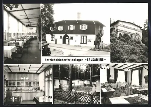 AK Buchfart /Weimar, Betriebskinderferienlager und Gasthaus Balsamine mit Veranda, Thekenraum und Jägerzimmer