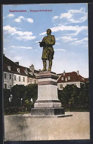 AK Saarbrücken, Blick auf das Bismarckdenkmal