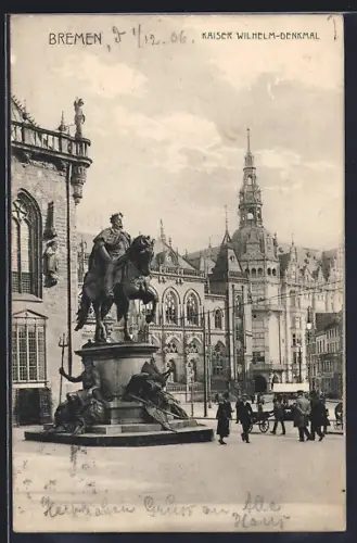 AK Bremen, Marktplatz mit Kaiser Wilhelm-Denkmal