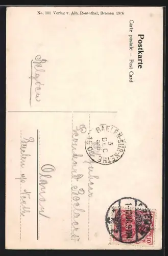 AK Bremen, Marktplatz mit Kaiser Wilhelm-Denkmal