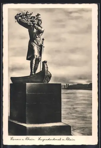 AK Worms a. Rhein, Hagendenkmal a. Rhein