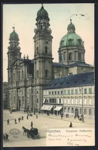 AK München, Marktplatz mit Theatiner-Hofkirche