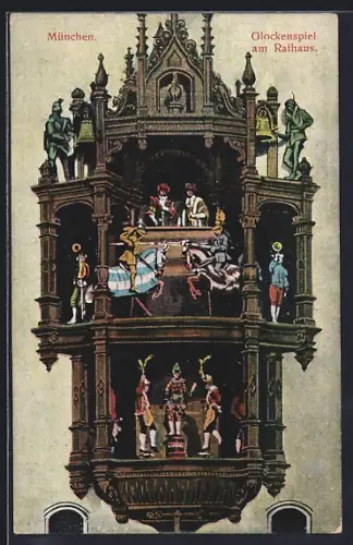 AK München, Glockenspiel am Rathaus