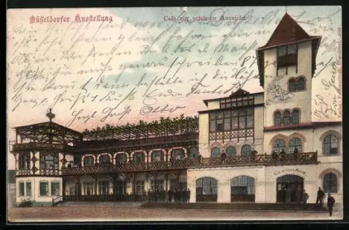 AK Düsseldorf, Gewerbe- u. Industrie-Ausstellung 1902, Cafe zur schönen Aussicht