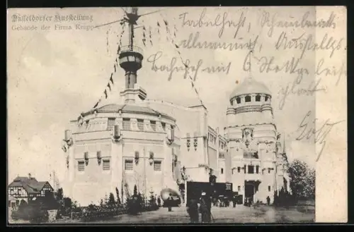 AK Düsseldorf, Ausstellung, Gebäude der Firma Krupp