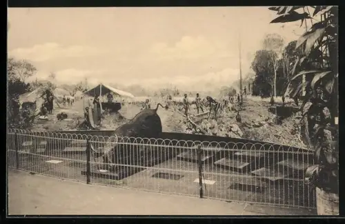 AK Gand, Exposition Universelle 1913, Village d`agriculteurs indigènenes à Mompono