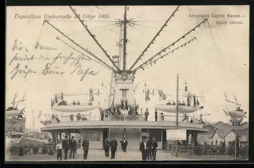 AK Liége, Exposition Universelle 1905, Aéroplanes Captifs Maxim