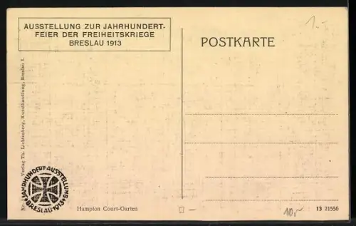 AK Breslau, Ausstellung zur Jahrhundertfeier der Freiheitskriege 1913, Hampton Court-Garten
