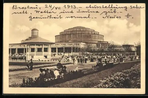 AK Breslau, Ausstellung zur Jahrhundertfeier der Freiheitskriege 1913, Jahrhunderthalle und Haupt-Restaurant